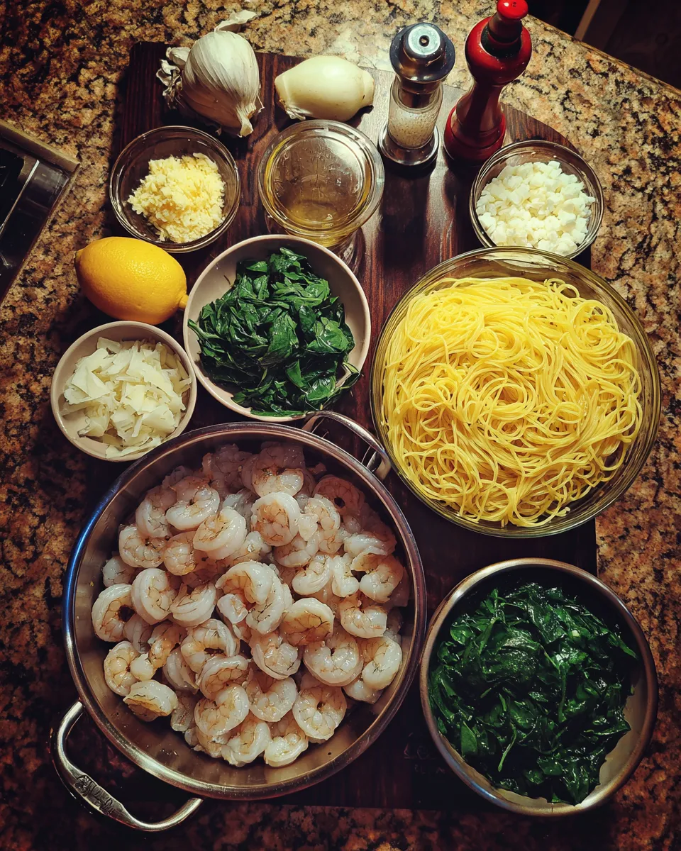 Ingredients for Delicious Lemon Basil Shrimp and Spinach Pasta: A Flavorful Delight