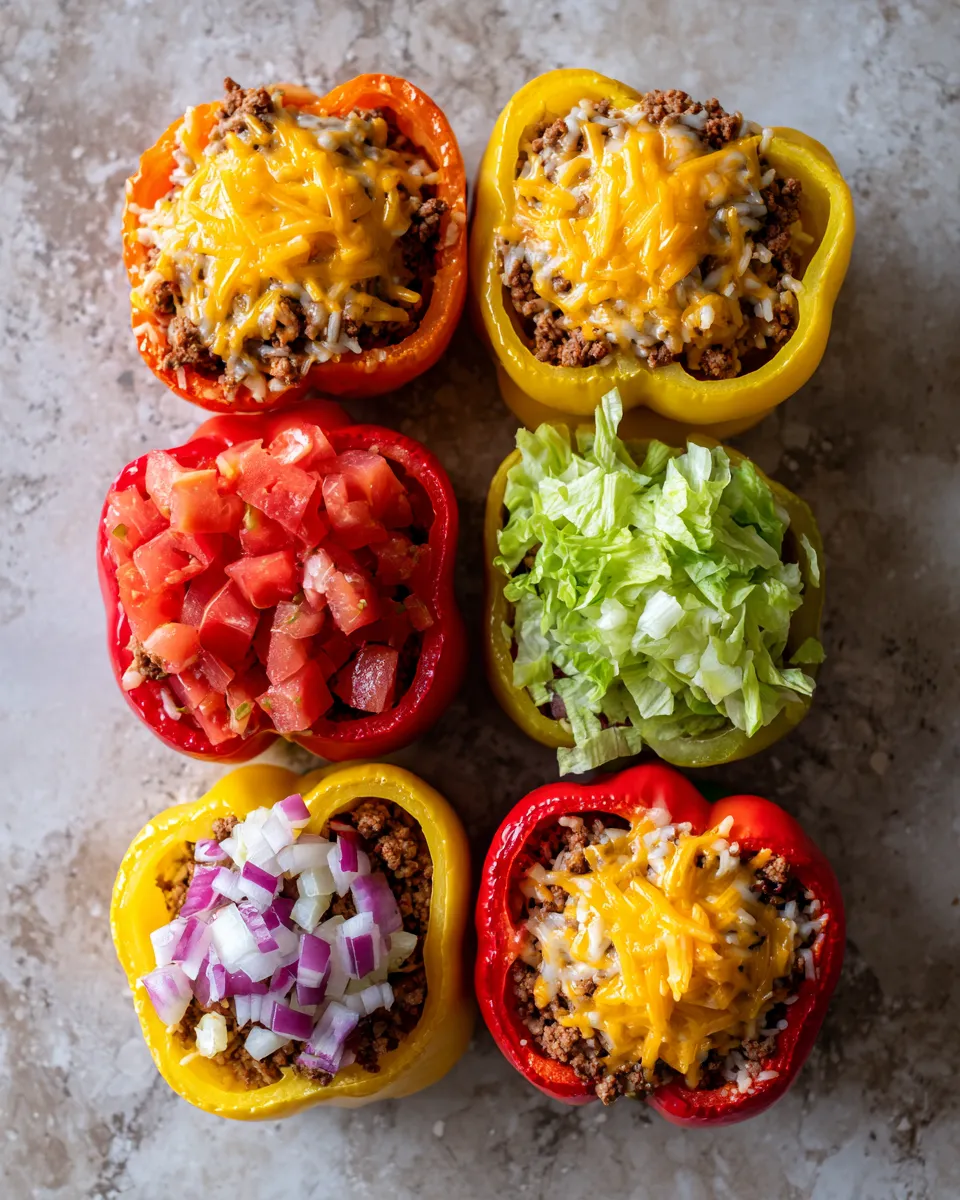 Ingredients for Irresistible Loaded Cheeseburger Stuffed Peppers