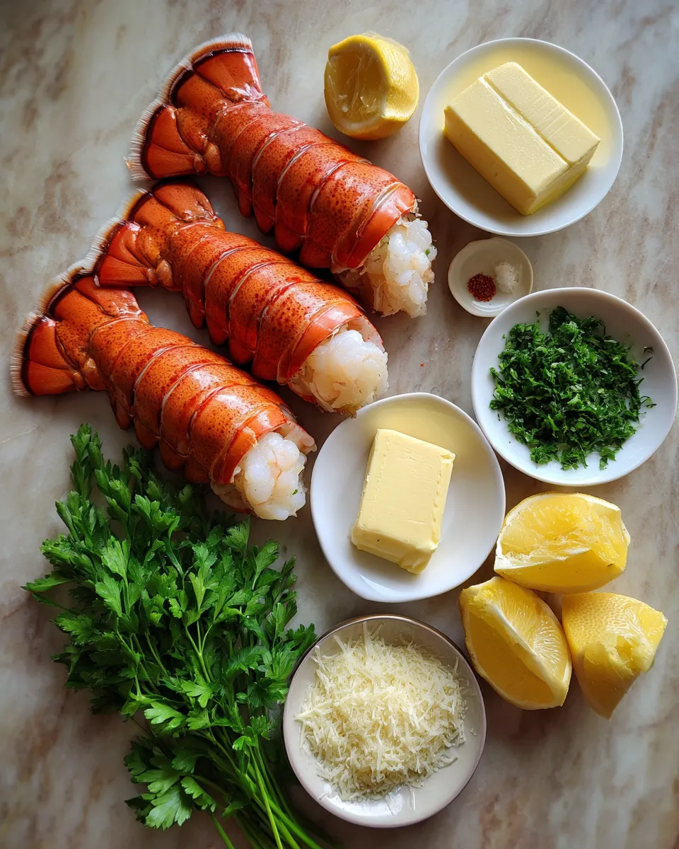 Ingredients for Indulgent Lobster Tail with Luxurious Garlic Parmesan Butter