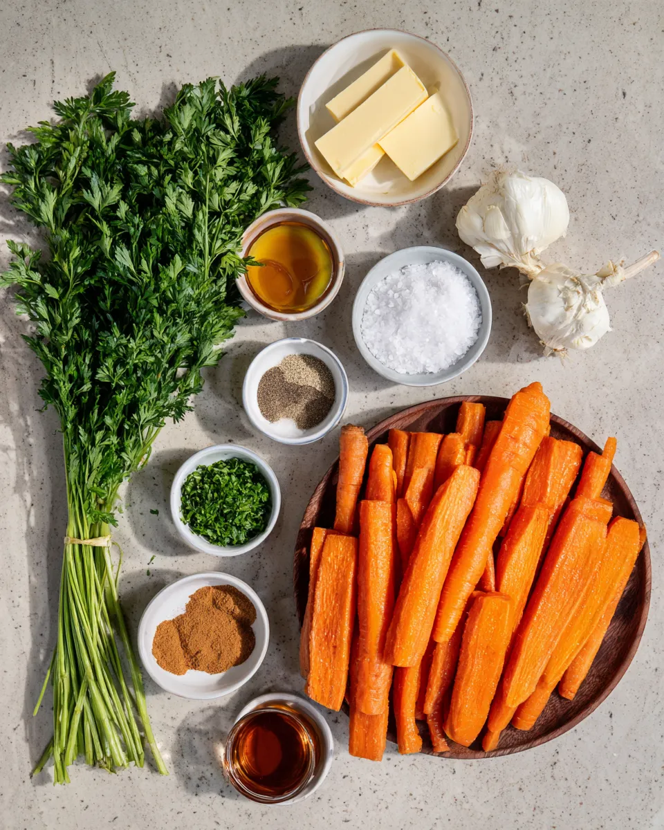 Ingredients for Irresistible Maple Bourbon Glazed Carrots