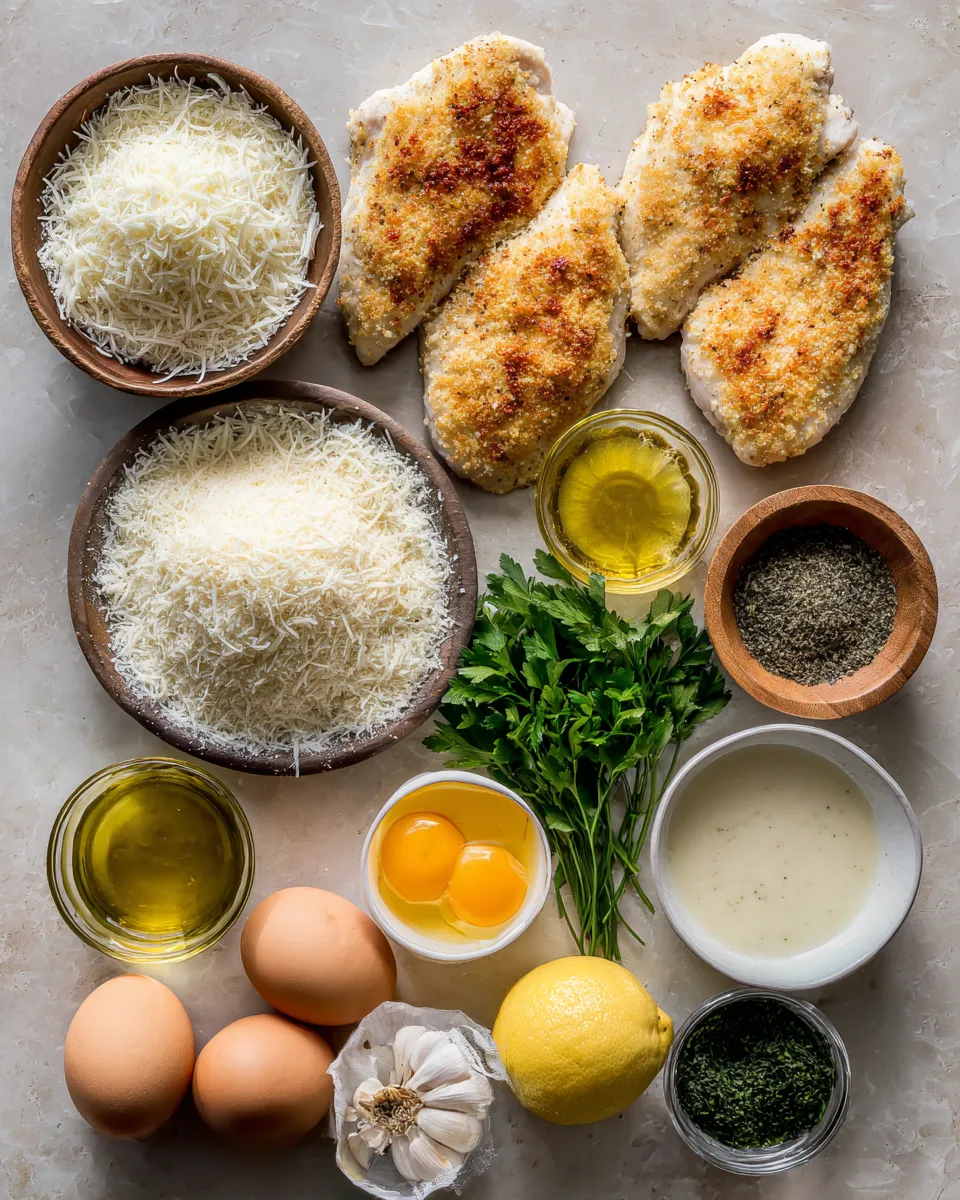 Ingredients for Irresistible Parmesan Crusted Chicken: Creamy Garlic Sauce Delight