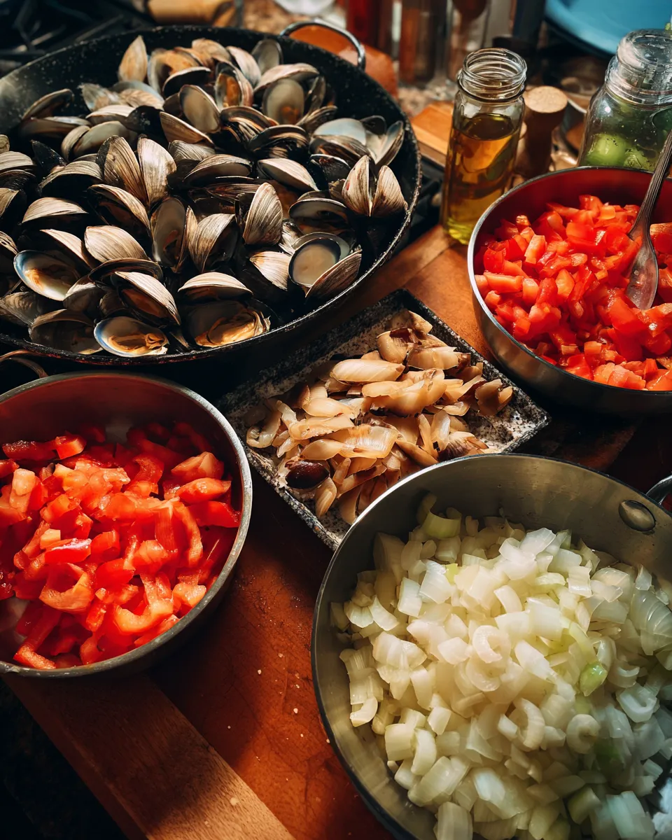 Ingredients for Irresistible Seafood Paella: Dive into Clams and Mussels Delight
