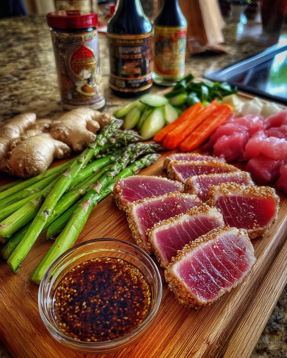 Ingredients for Sizzling Seared Ahi Tuna with Sesame Ginger Glaze