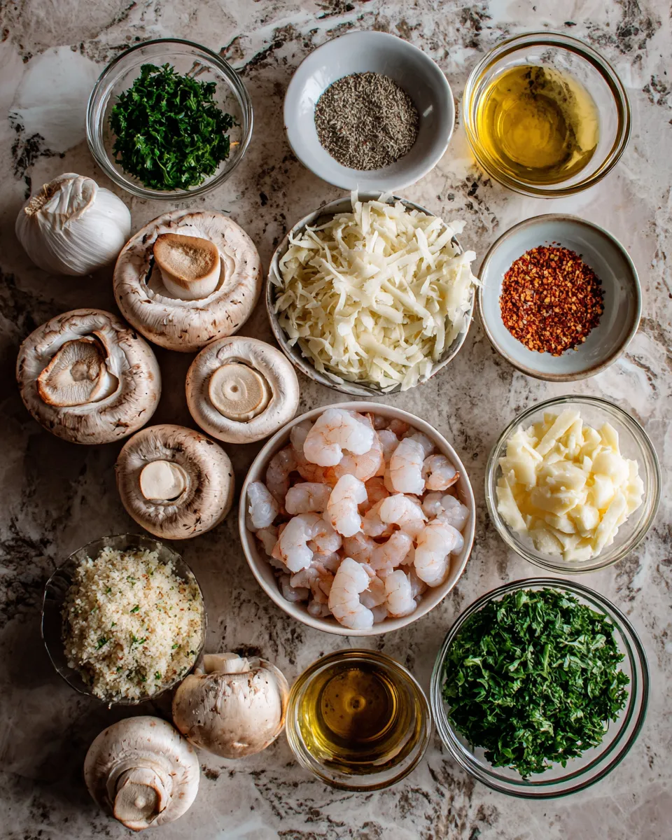 Ingredients for Irresistible Shrimp Scampi Stuffed Mushrooms