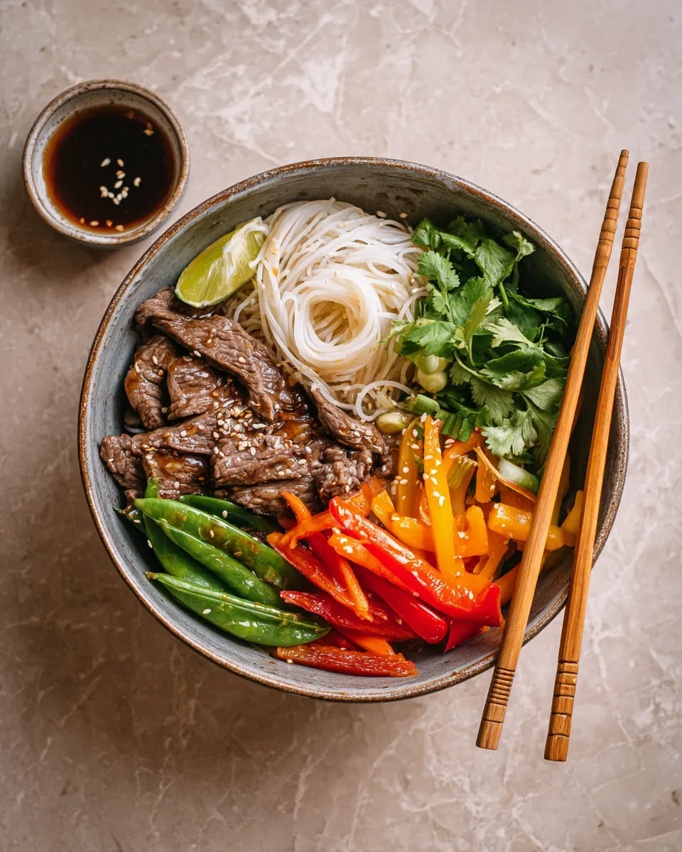 Ingredients for Deliciously Spicy Asian Beef Noodle Bowls