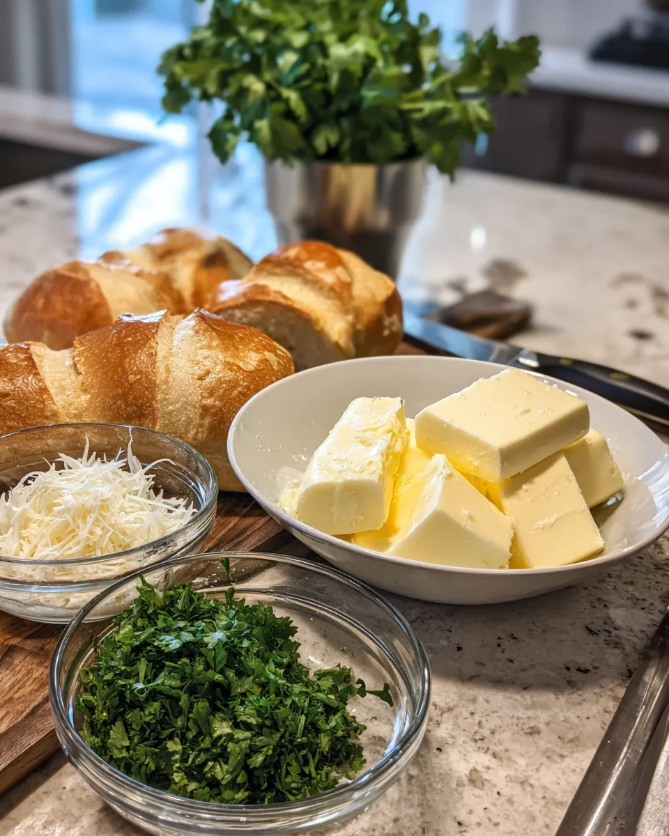 Ingredients for Indulgent Artisan Parmesan Garlic Bread: A Savory Delight