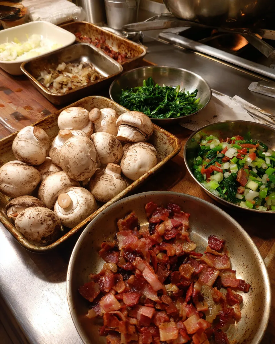 Ingredients for Irresistible Bacon and Spinach Stuffed Mushrooms: A Flavor Explosion