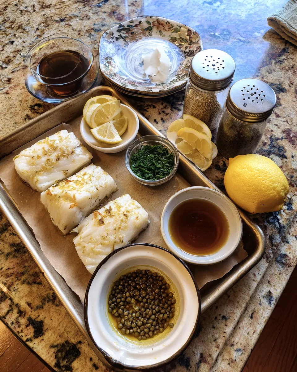 Ingredients for Deliciously Baked Halibut with Tangy Lemon Caper Sauce