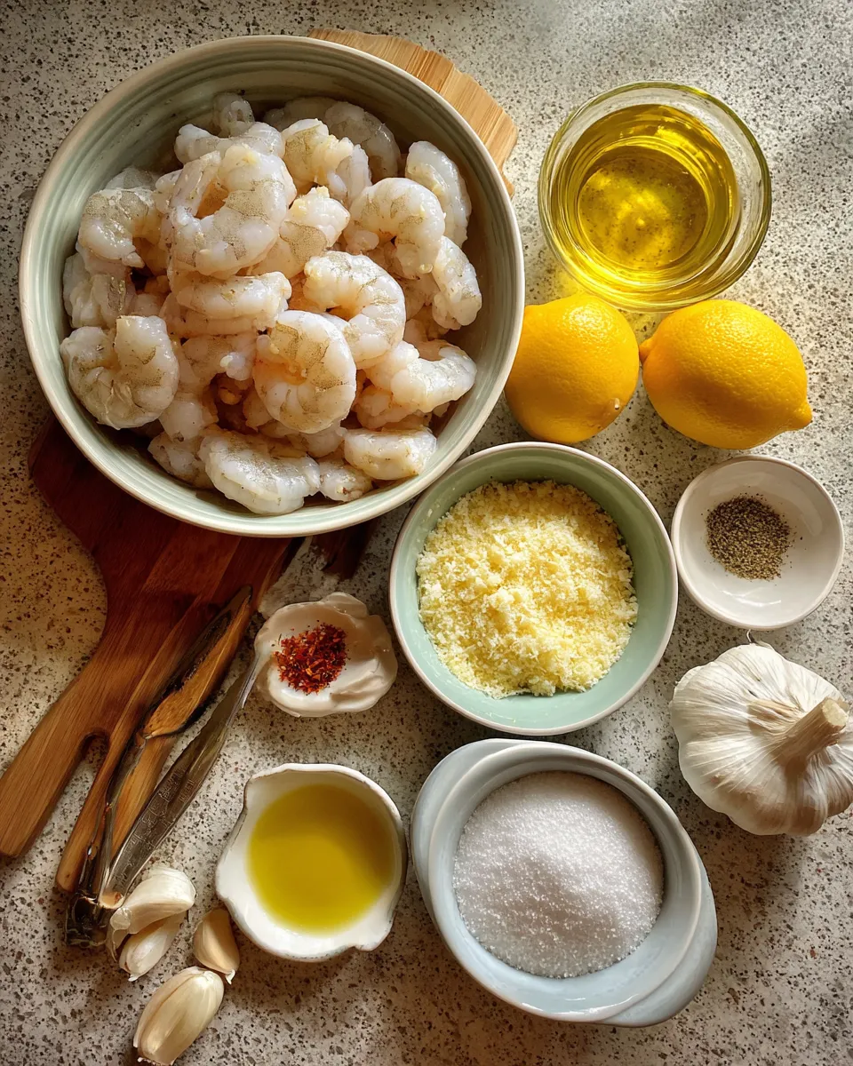 Ingredients for Irresistible Baked Lemon Garlic Shrimp Scampi Recipe