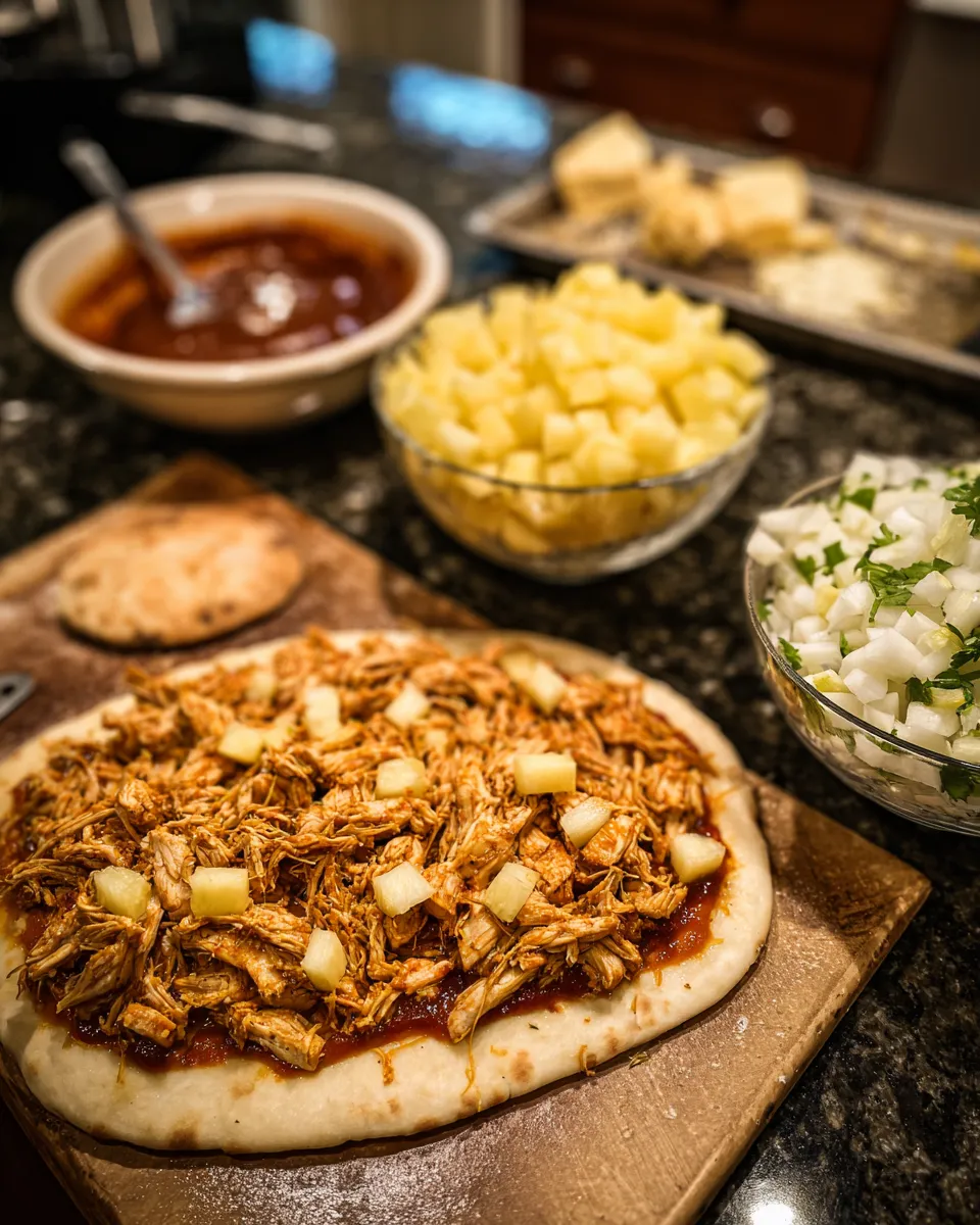 Ingredients for Irresistible BBQ Chicken and Pineapple Flatbread: A Flavorful Feast