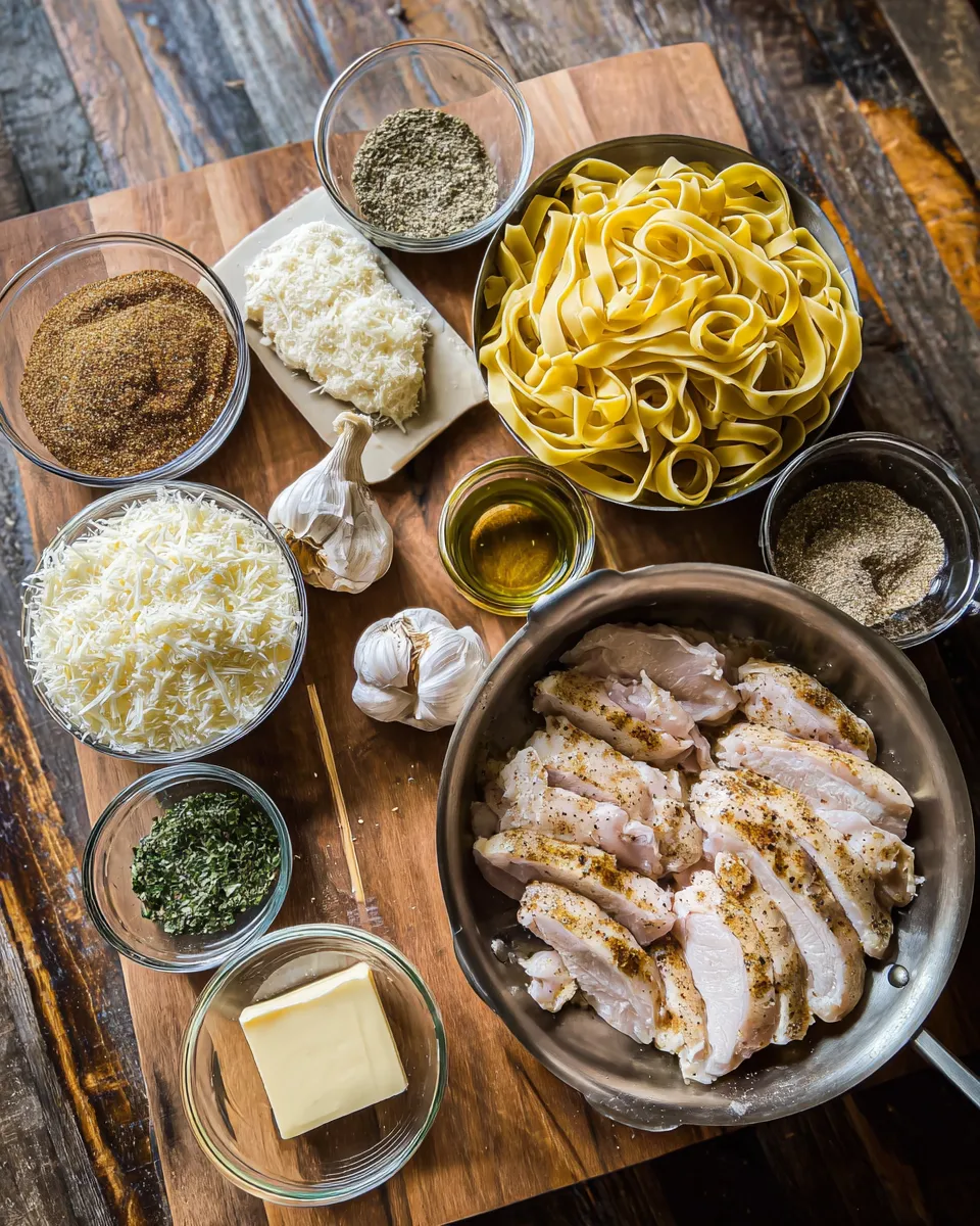 Ingredients for Indulgent Creamy Cajun Chicken Alfredo Skillet: A Flavor Explosion in Every Bite
