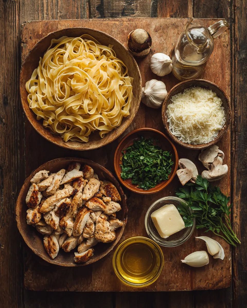 Ingredients for Indulgent Creamy Garlic Parmesan Chicken Pasta: A Decadent Delight