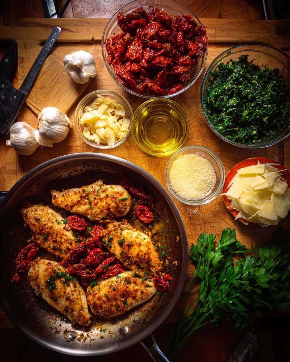 Ingredients for Creamy Tuscan Chicken Skillet: Indulge in this Decadent Delight