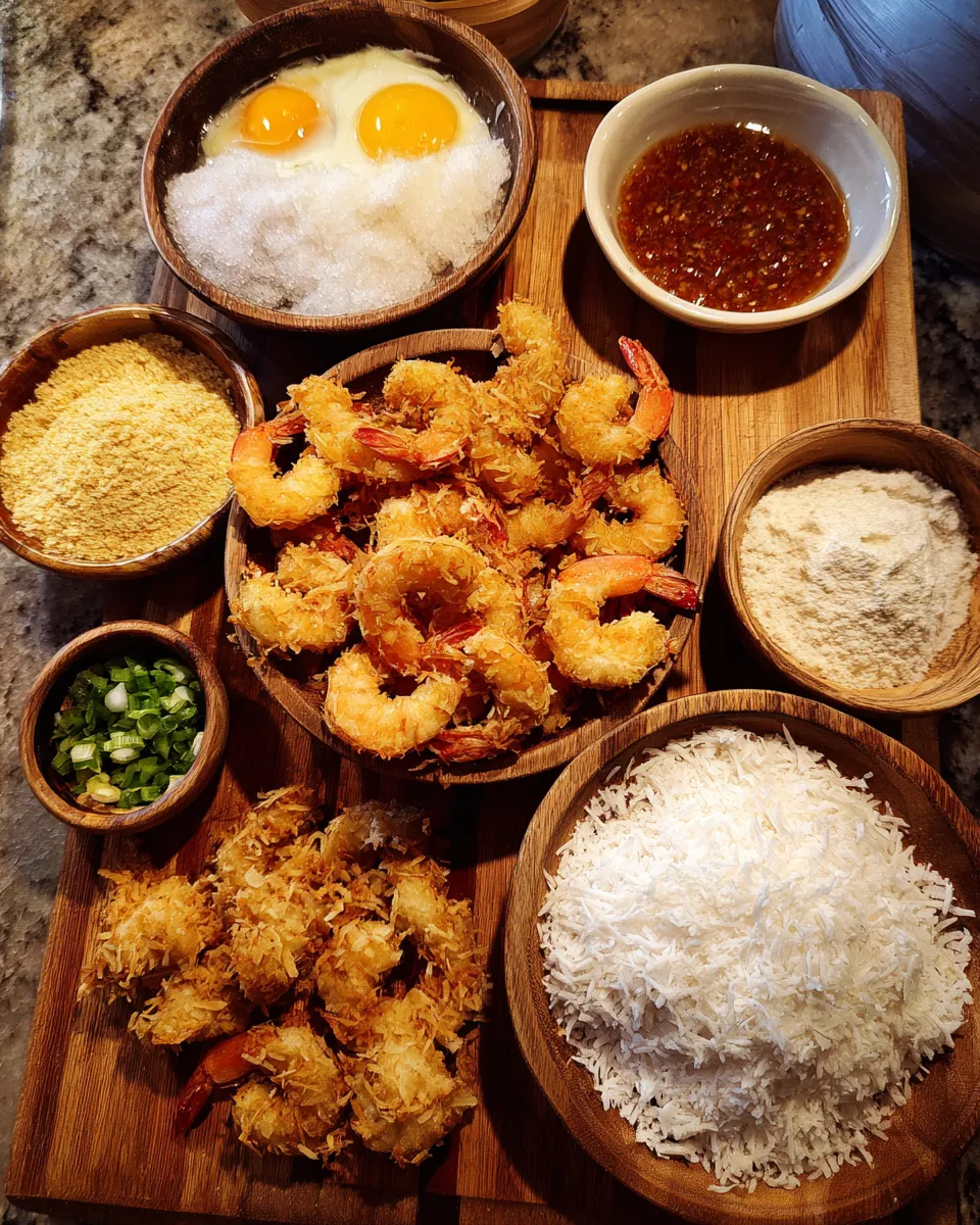 Ingredients for Irresistible Crispy Coconut Shrimp: Sweet Heat Dip Delight