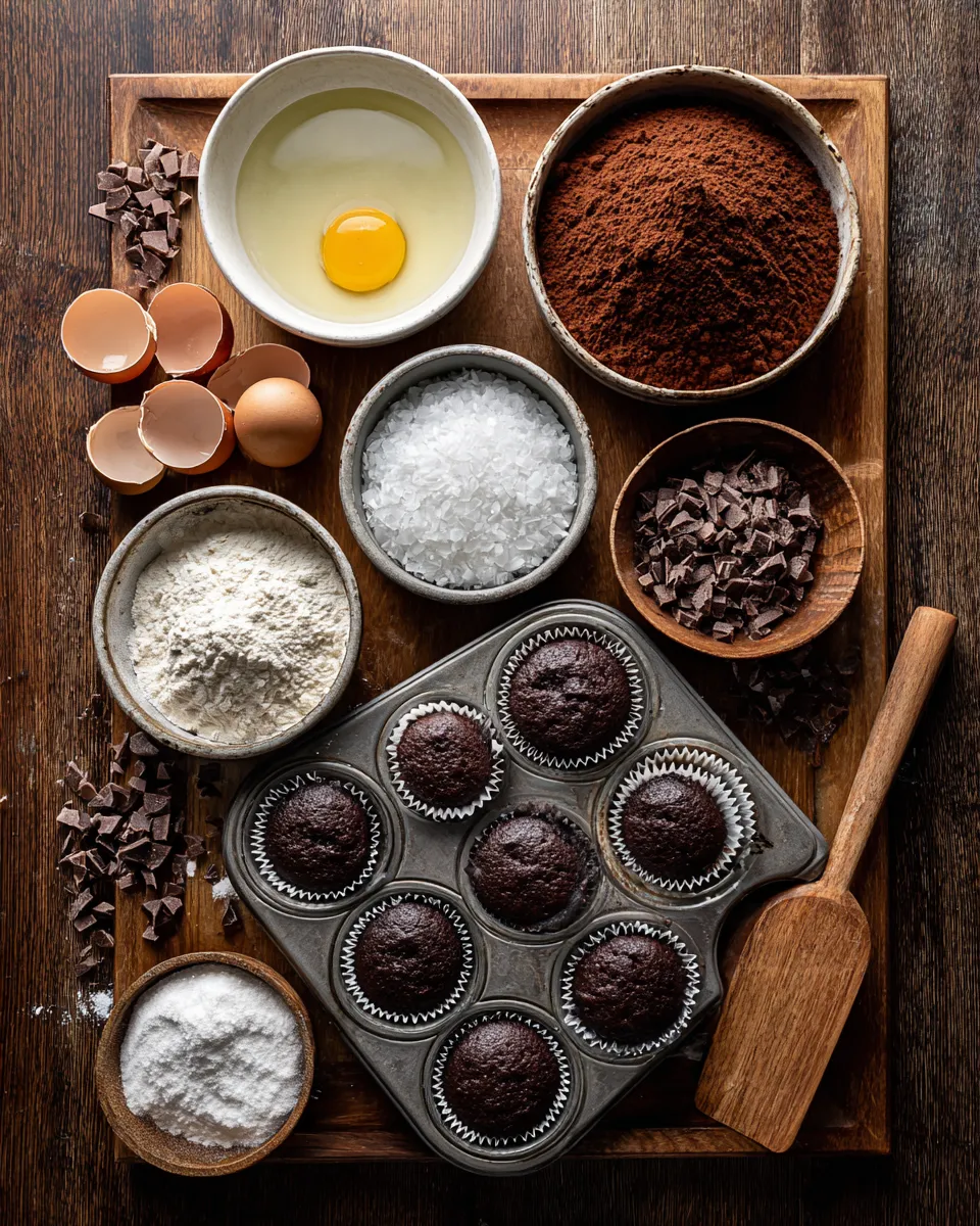 Ingredients for Indulgent Double Chocolate Fudge Muffins: A Decadent Delight