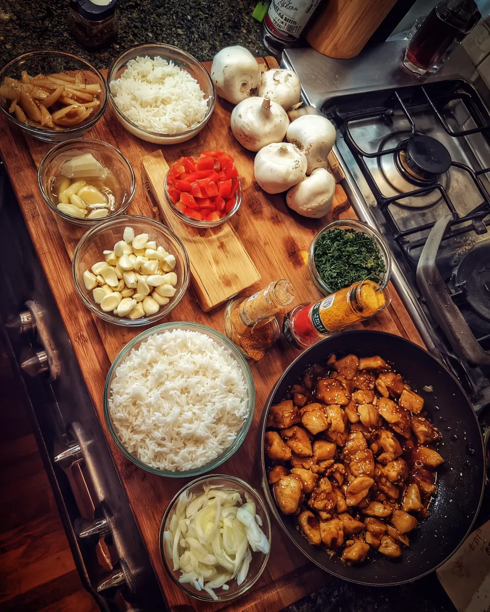 Ingredients for Irresistible Honey Garlic Chicken Rice Bowl Recipe