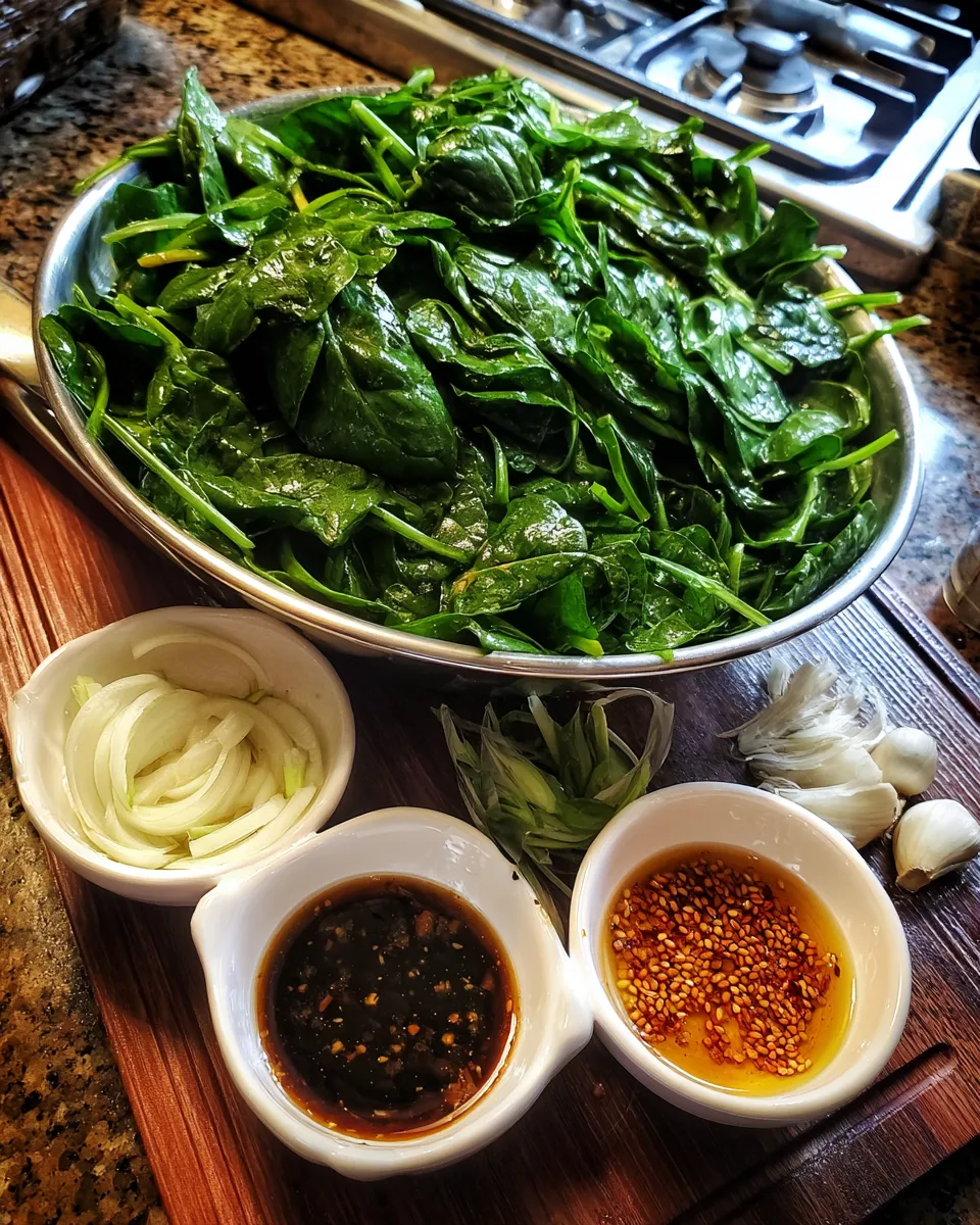 Ingredients for Savory Korean Spinach Salad: A Flavorful Twist on a Classic Side Dish