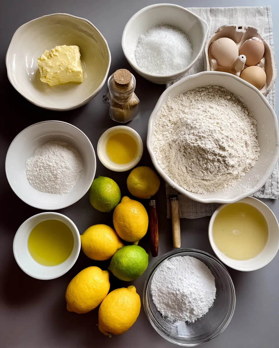 Ingredients for Irresistible Lemon Coconut Cake with Glaze: A Zesty Delight