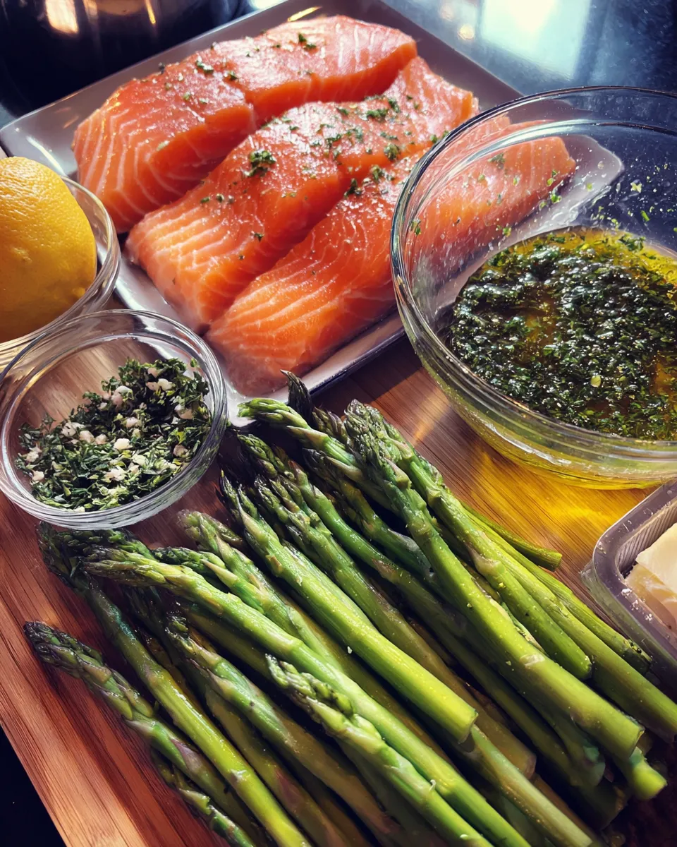 Ingredients for Sizzling Lemon Herb Grilled Salmon: A Delightful Asparagus Delight