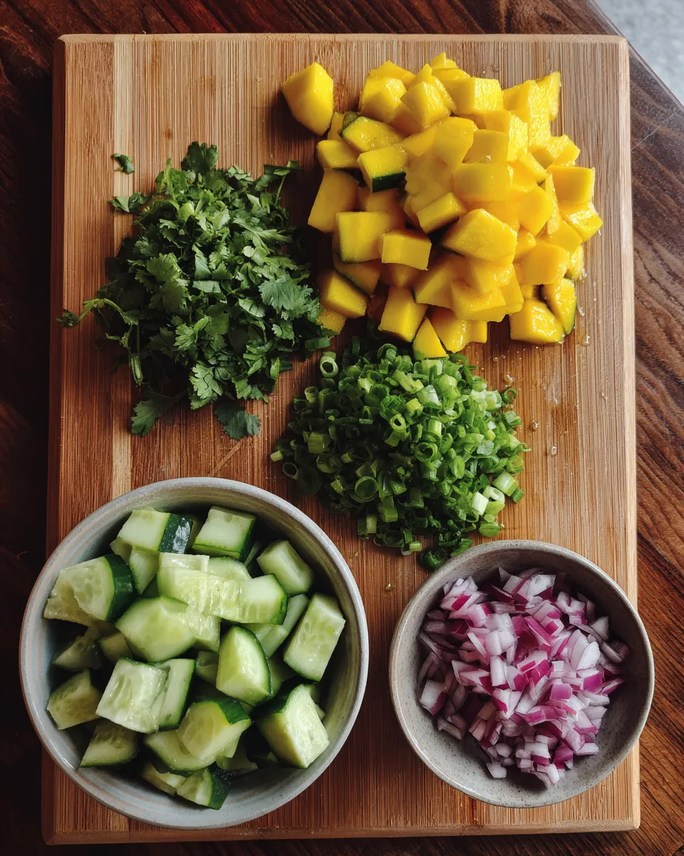 Ingredients for Refreshing Mango Cucumber Salad: A Burst of Summer in Every Bite