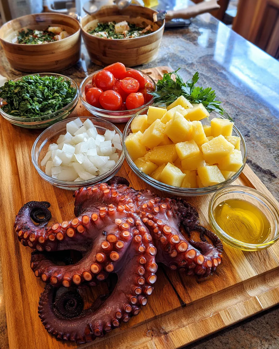 Ingredients for Savory Mediterranean Octopus and Potato Salad: A Flavorful Delight