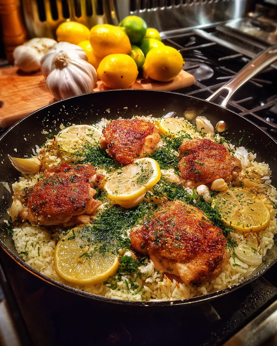Ingredients for Easy One-Pan Lemon Garlic Chicken and Rice: A Flavorful Delight