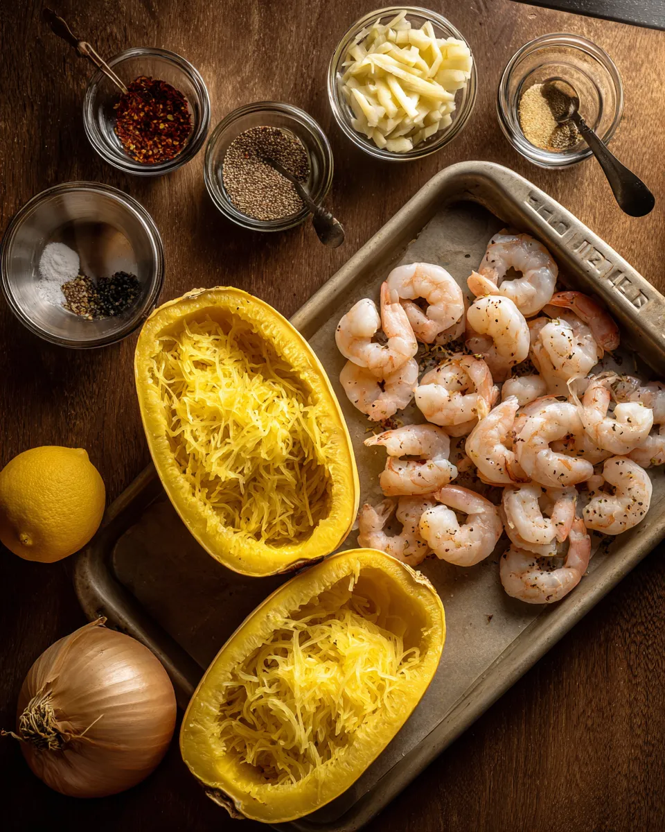Ingredients for Deliciously Creamy Shrimp Alfredo Spaghetti Squash Recipe
