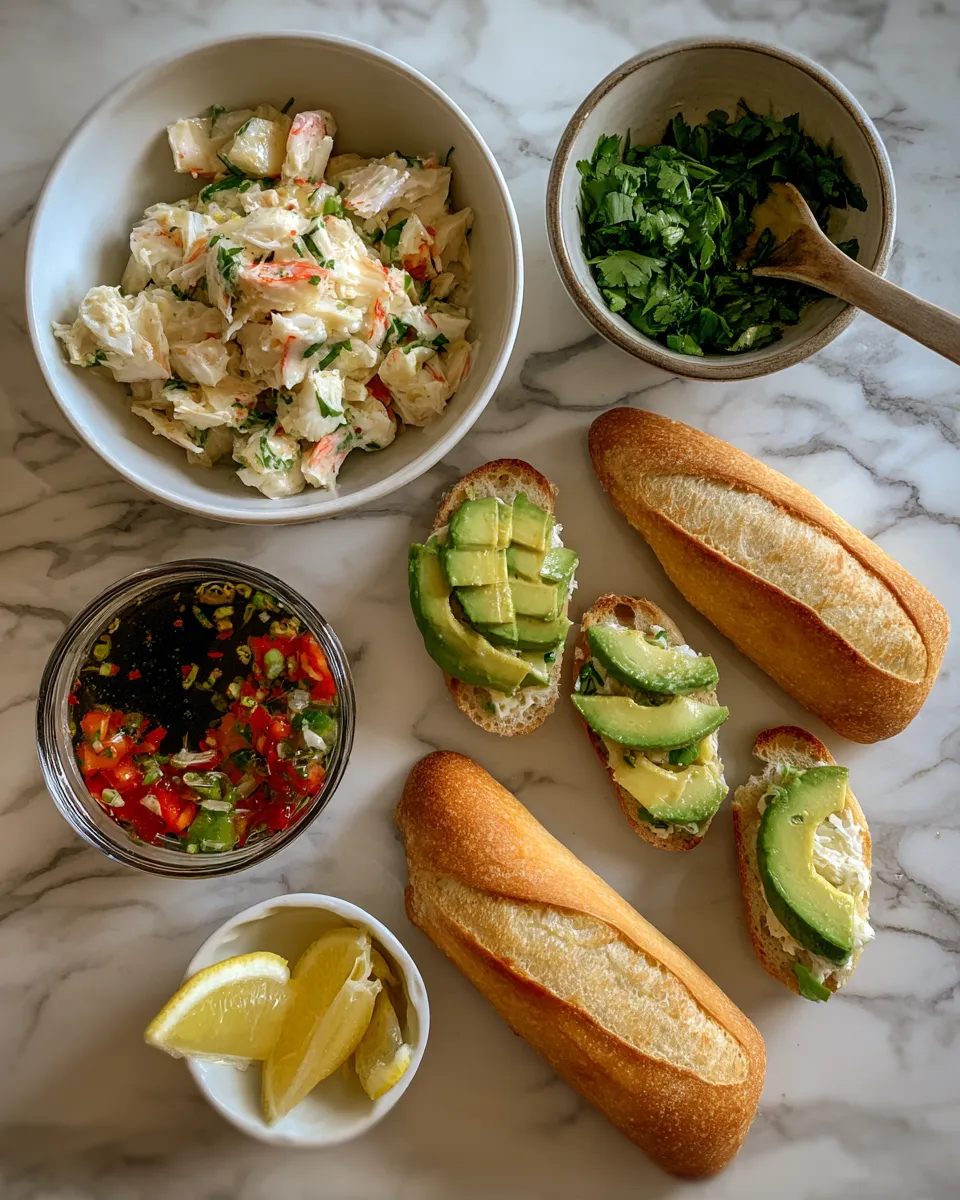 Ingredients for Spicy Crab and Avocado Crostini: Irresistibly Zesty Delight