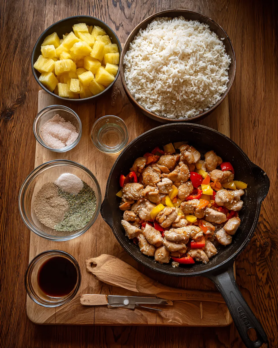 Ingredients for Deliciously Glazed Teriyaki Chicken Pineapple Rice Bowl