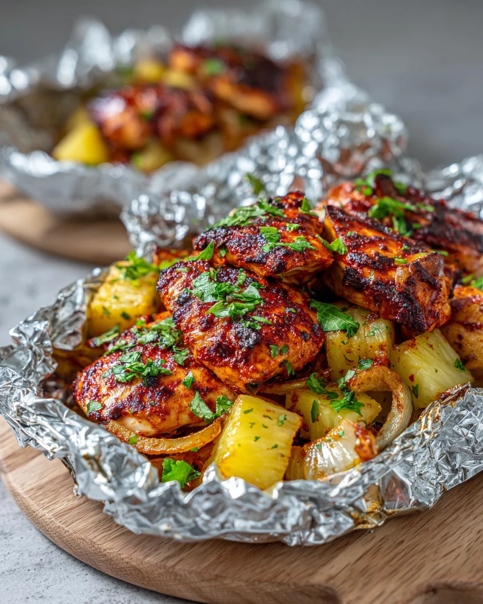 BBQ Pineapple Chicken Foil Packets