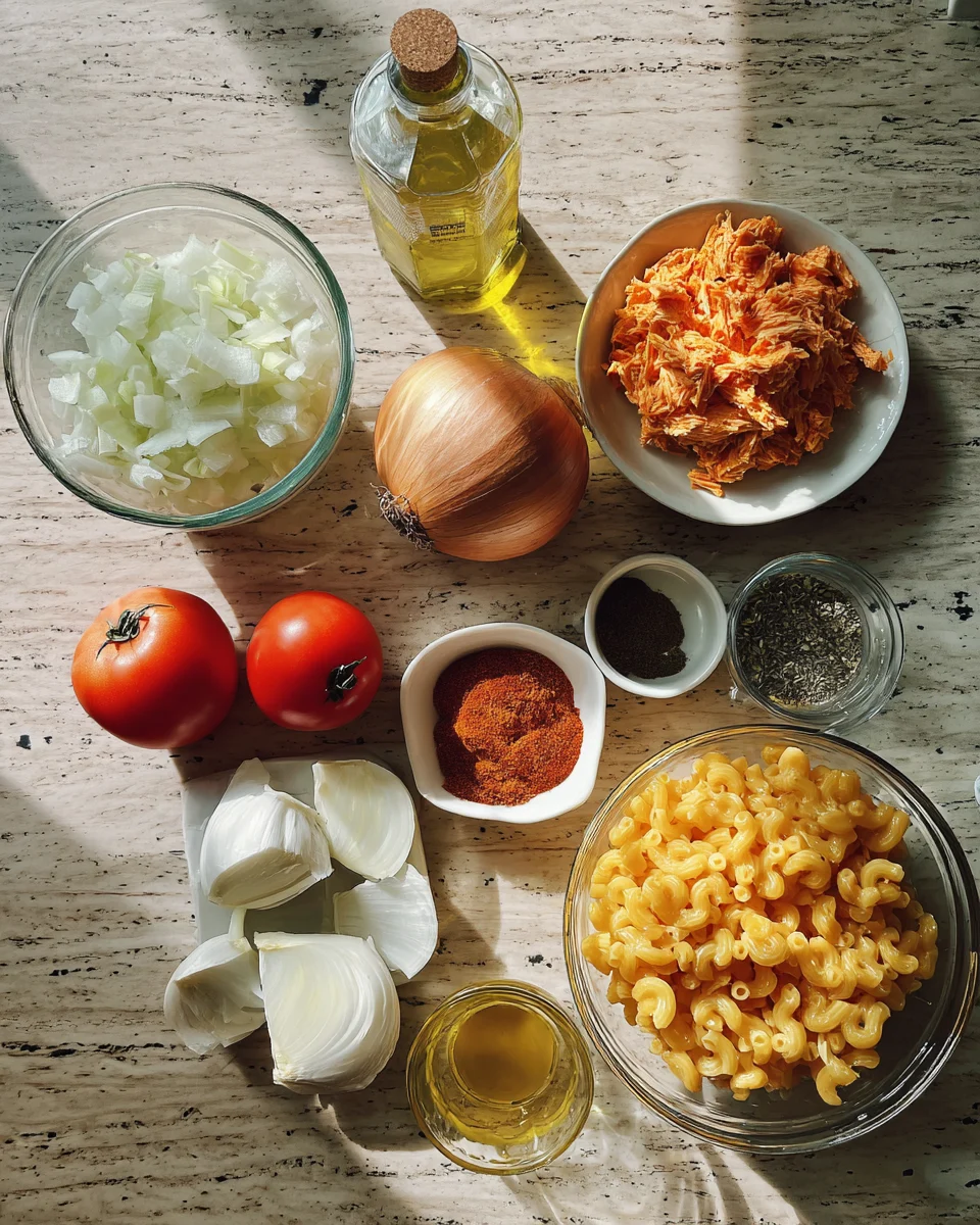 Buffalo Chicken Mac and Cheese Bake