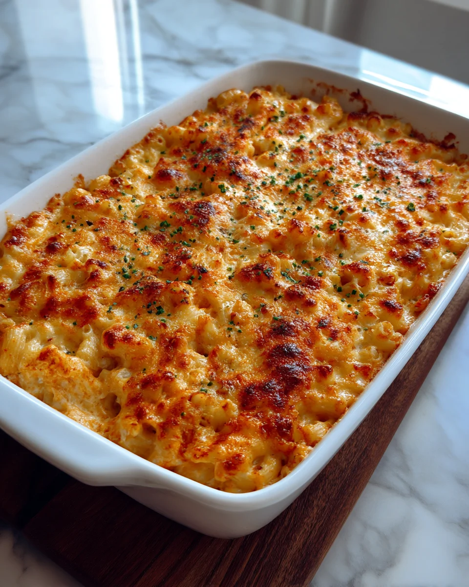 Buffalo Chicken Mac and Cheese Bake