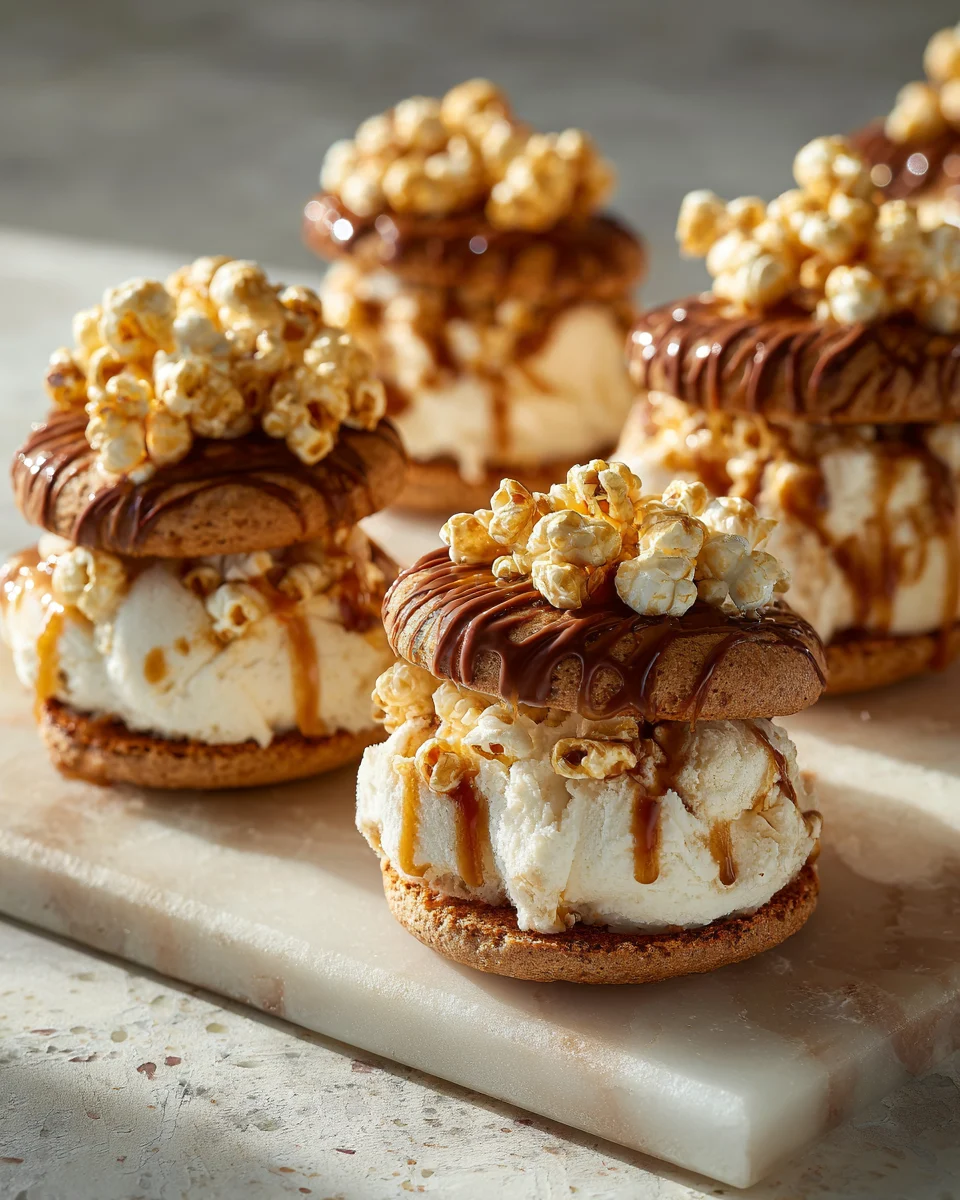 Caramel Popcorn Ice Cream Sandwiches