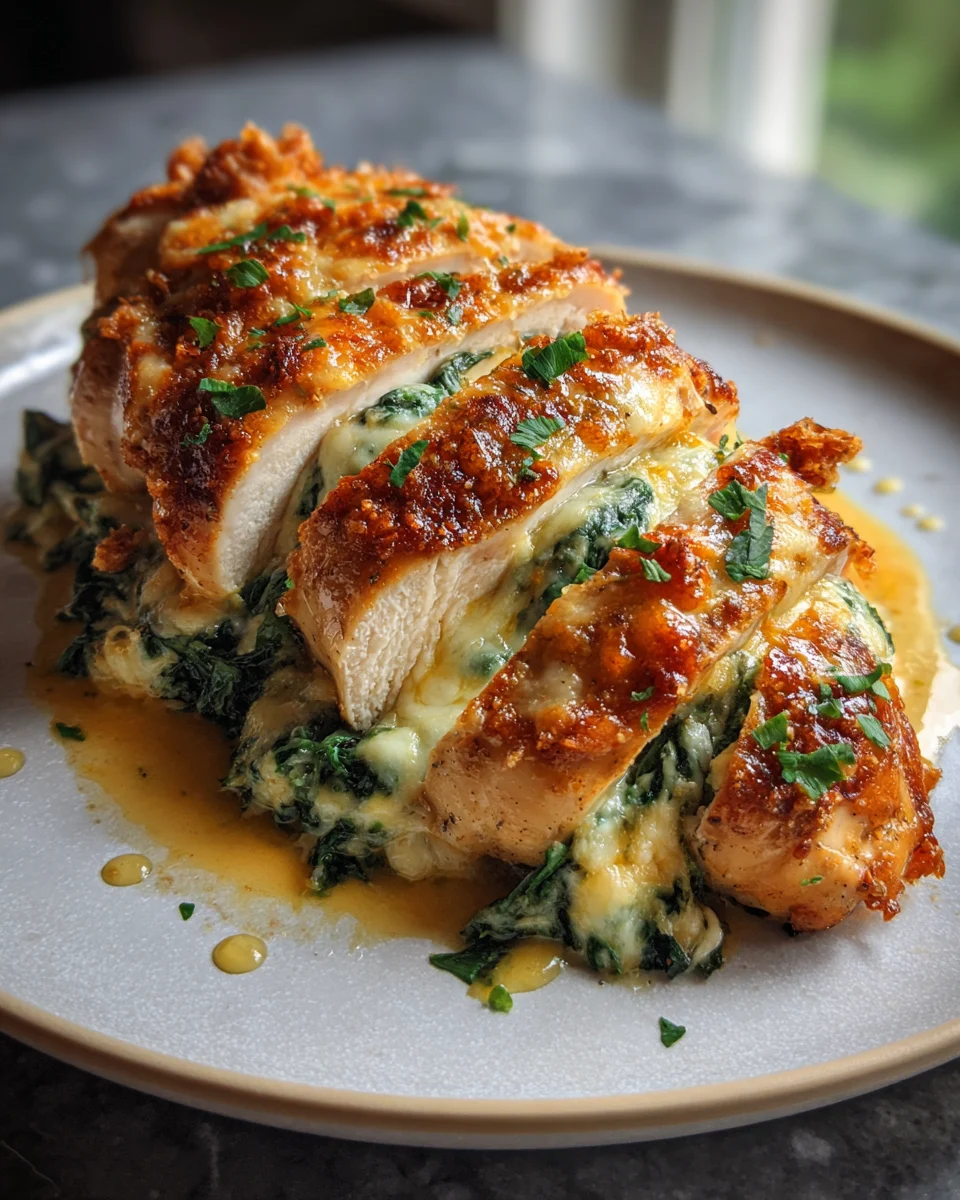 Cheesy Spinach Stuffed Chicken Breast Recipe