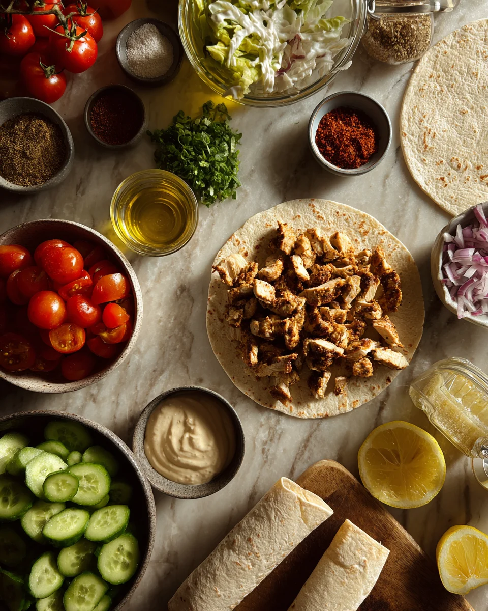 Chicken Shawarma Wraps with Garlic Sauce
