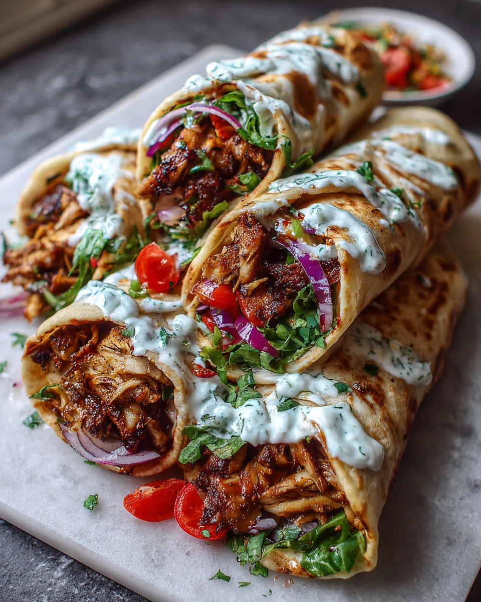 Chicken Shawarma Wraps with Garlic Sauce