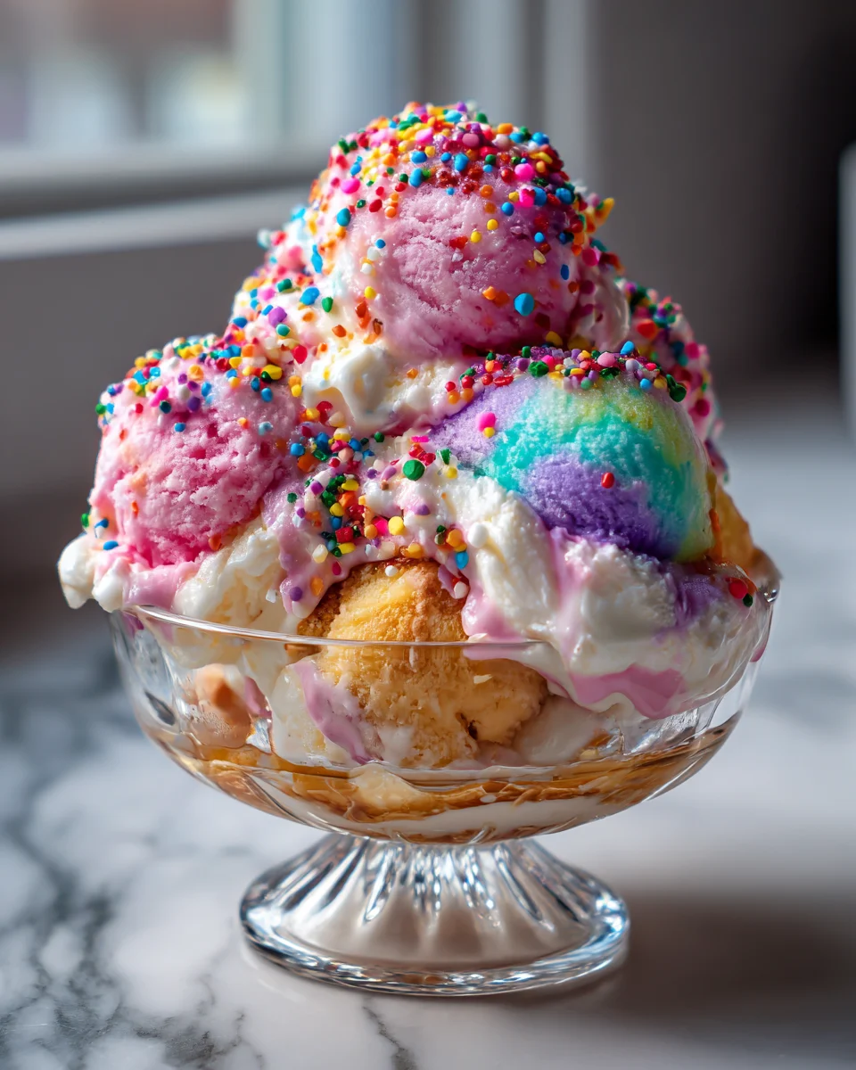 Cotton Candy Ice Cream Sundae