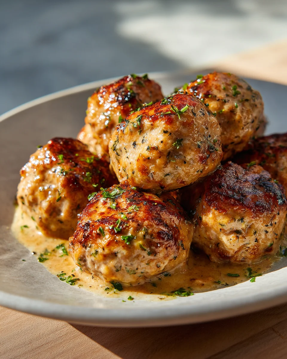 Creamy Garlic Turkey Meatballs