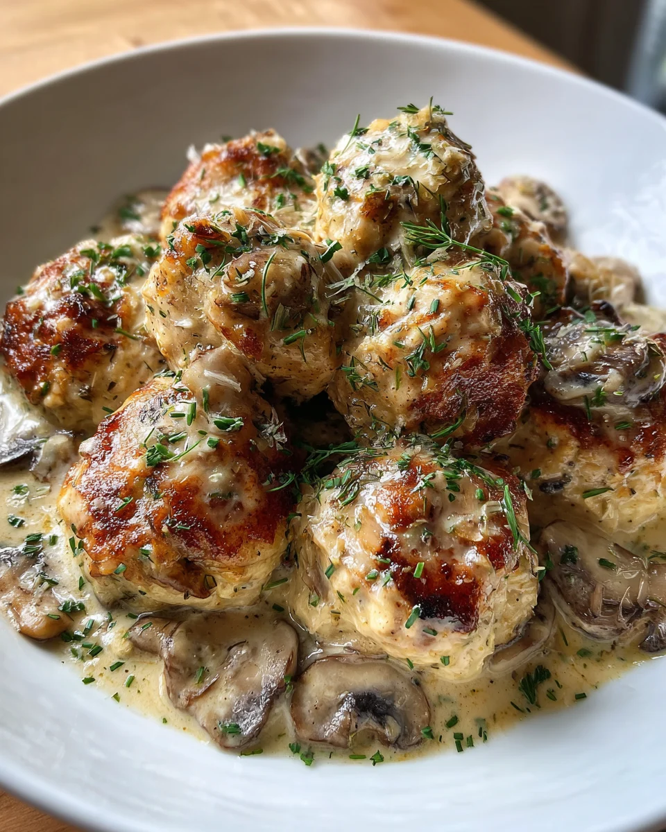 Creamy Mushroom Chicken Meatballs