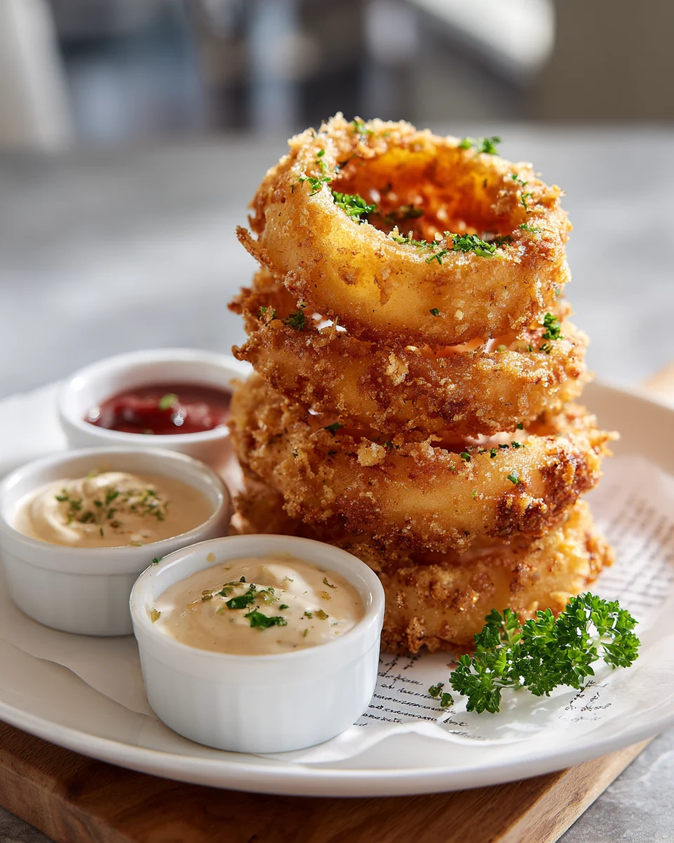 Crispy Onion Ring Tower with Dipping Trio
