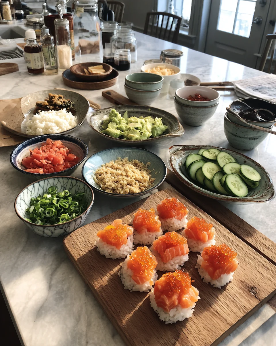 Crispy Rice Sushi Bites with Spicy Salmon
