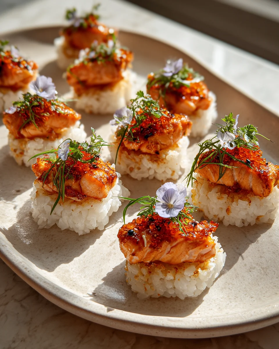 Crispy Rice Sushi Bites with Spicy Salmon