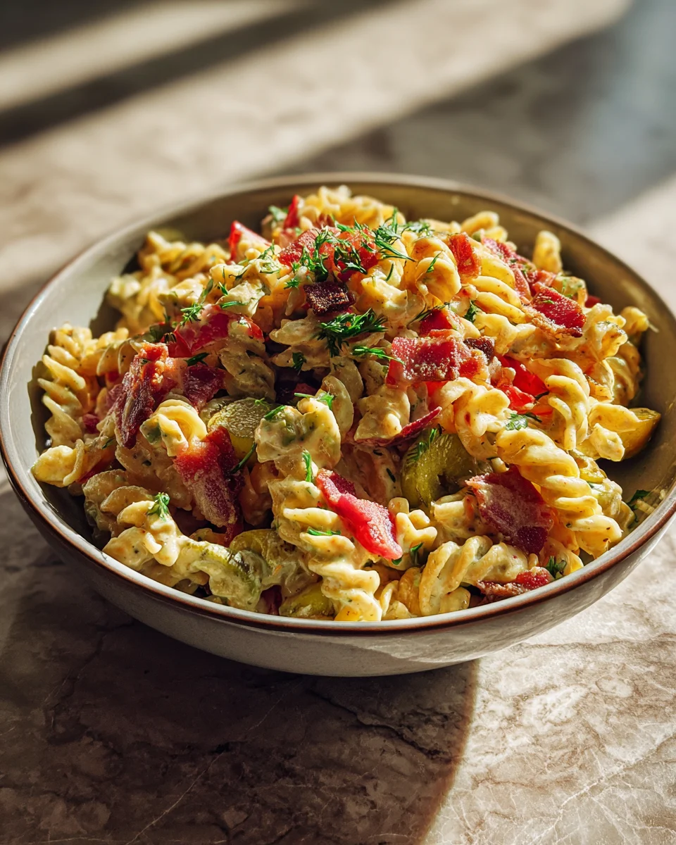 Dill Pickle Bacon Pasta Salad