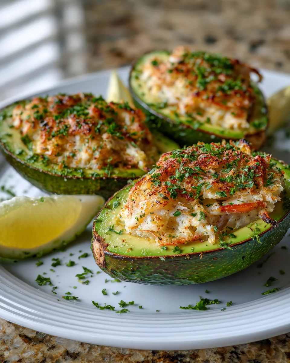 Garlic Butter Crab Stuffed Avocados
