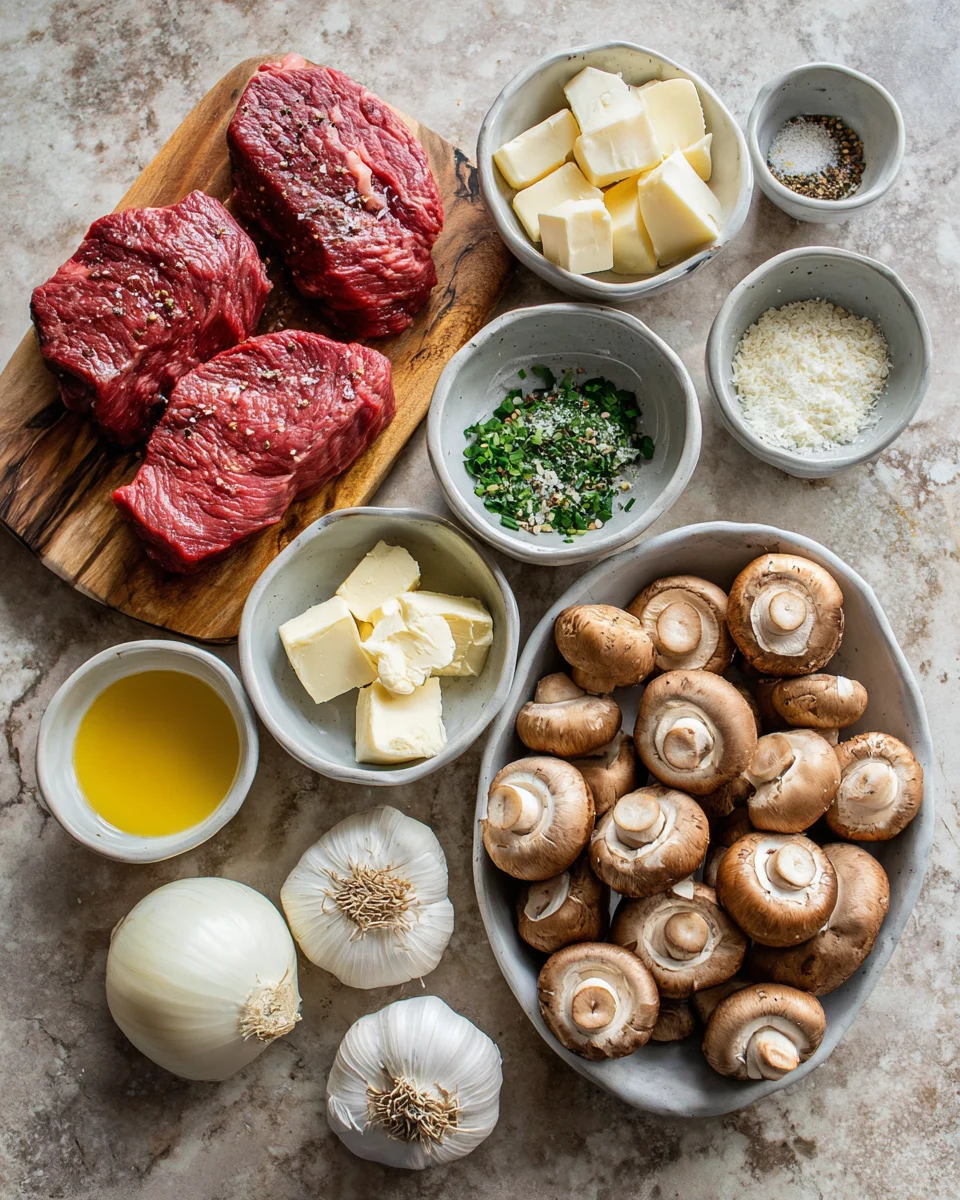 Garlic Butter Steak and Mushroom Bites
