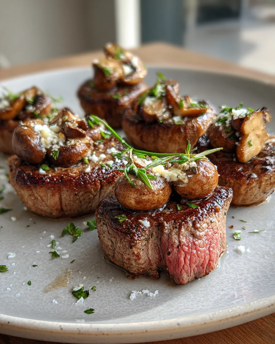 Garlic Butter Steak and Mushroom Bites