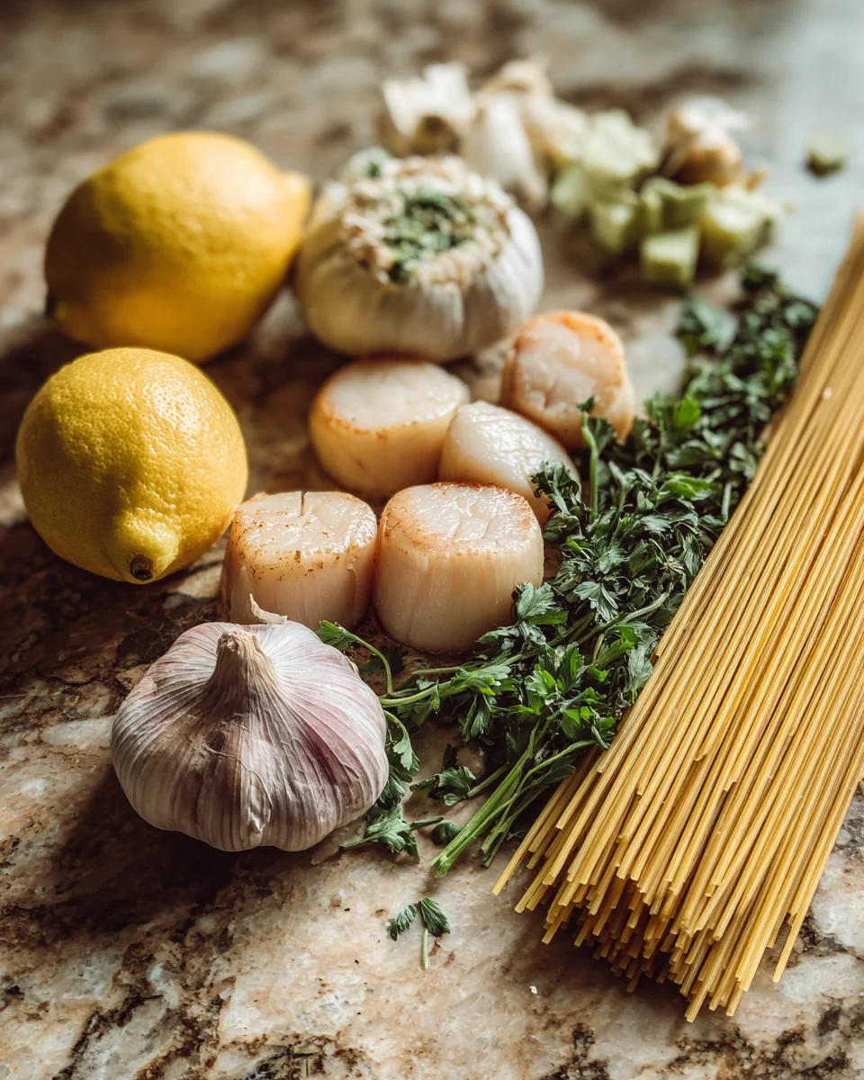 Garlic Lemon Butter Scallop Linguine