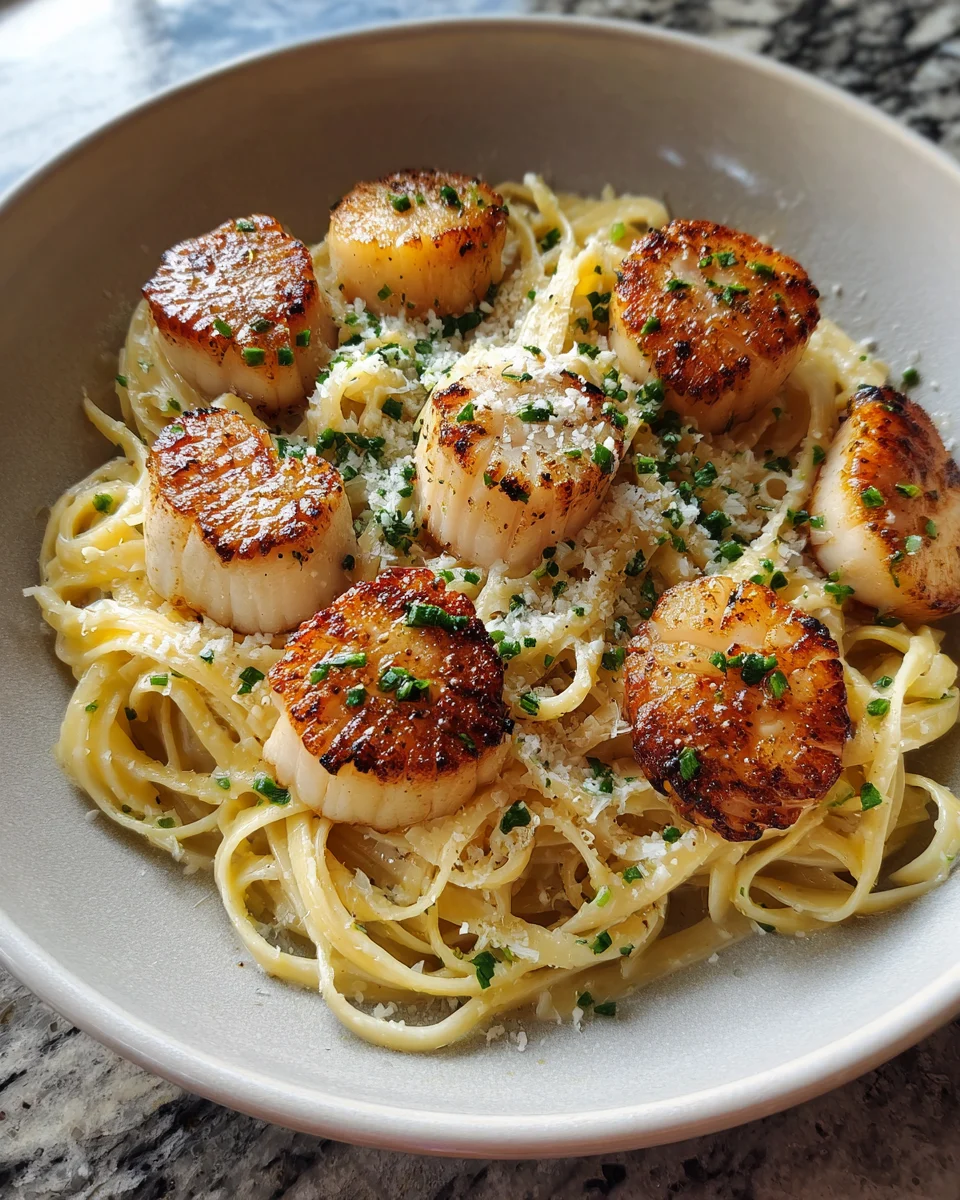 Garlic Lemon Butter Scallop Linguine