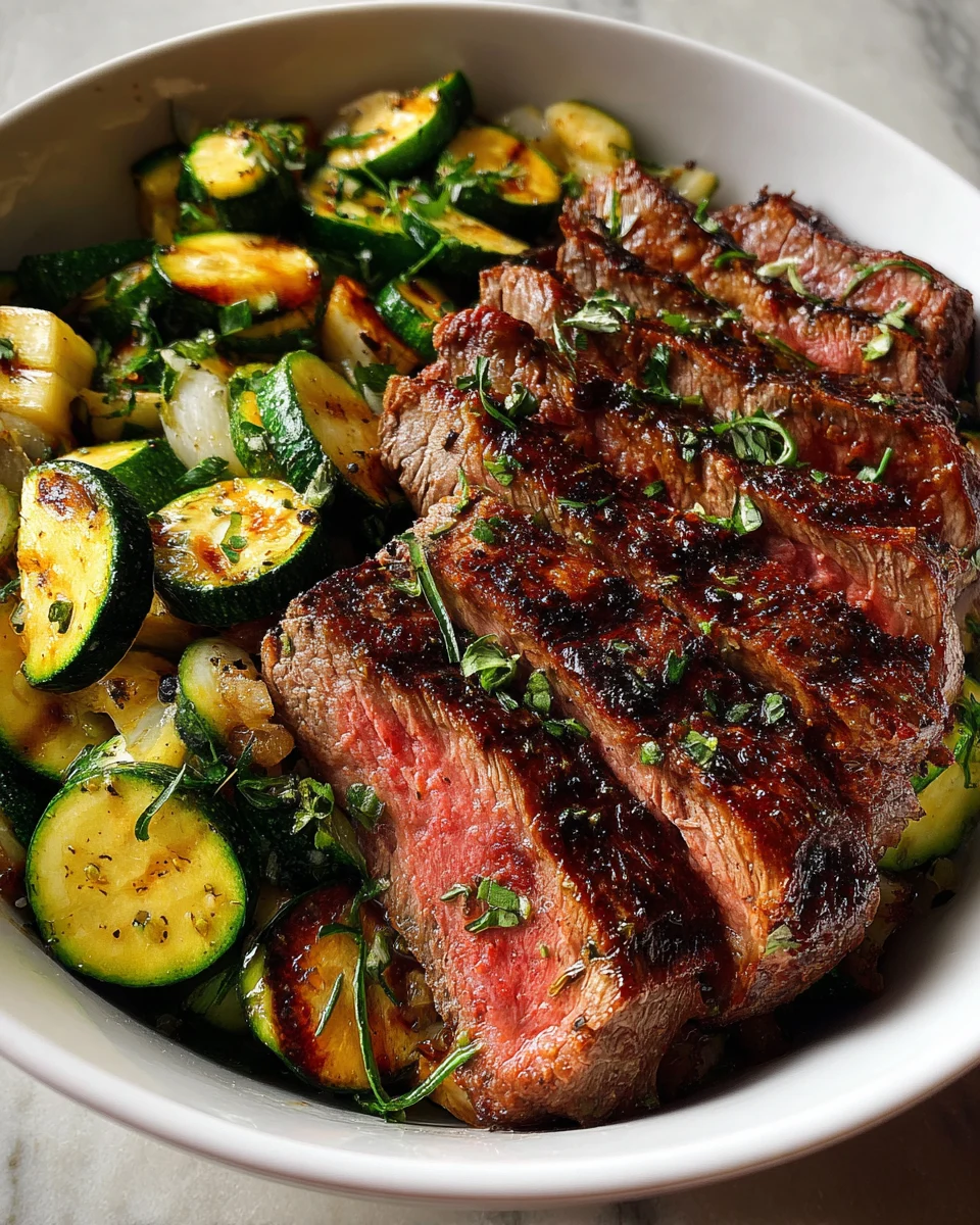 Grilled Steak Bowl with Zucchini