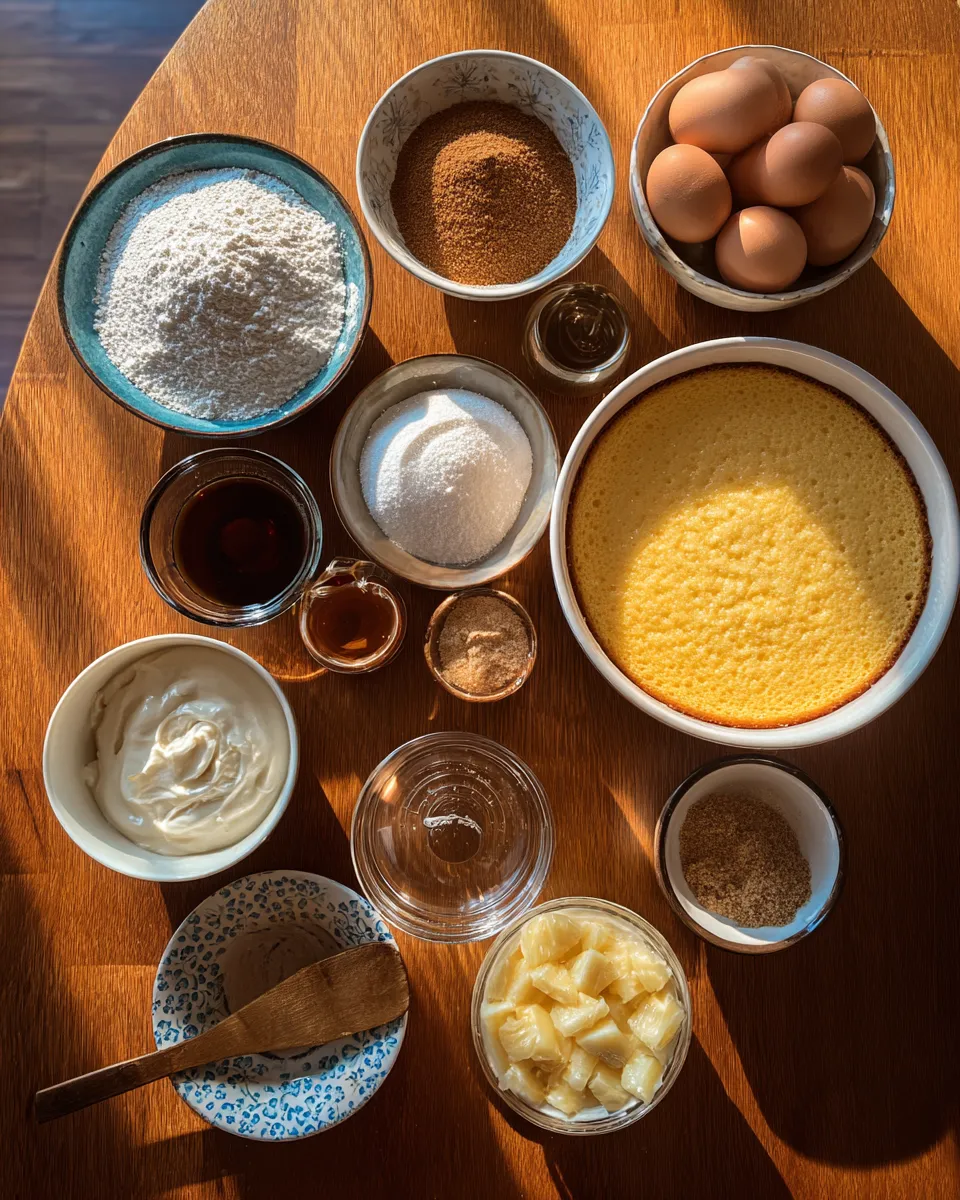 Ingredients for Irresistible Hawaiian Pineapple Poke Cake Delight